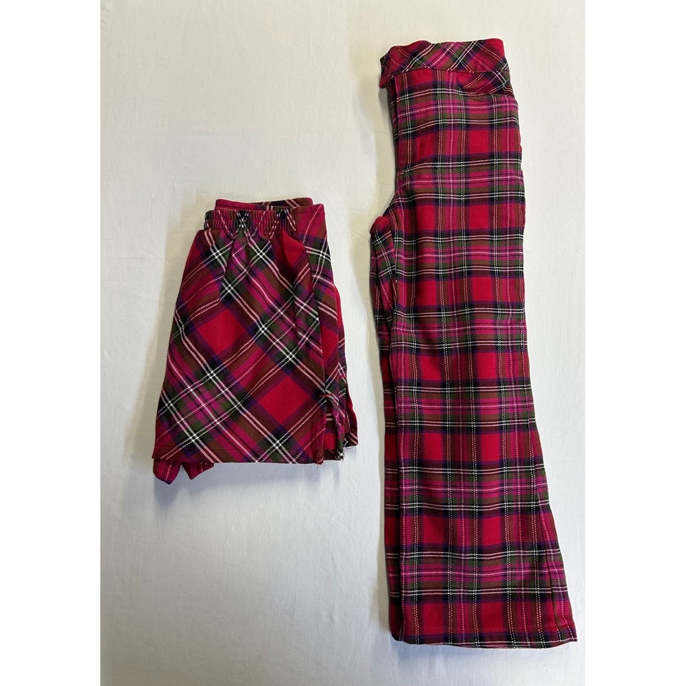 Vintage New Legends Girls Red Plaid 2pc Set Wide Leg Pants & Skort Size 4